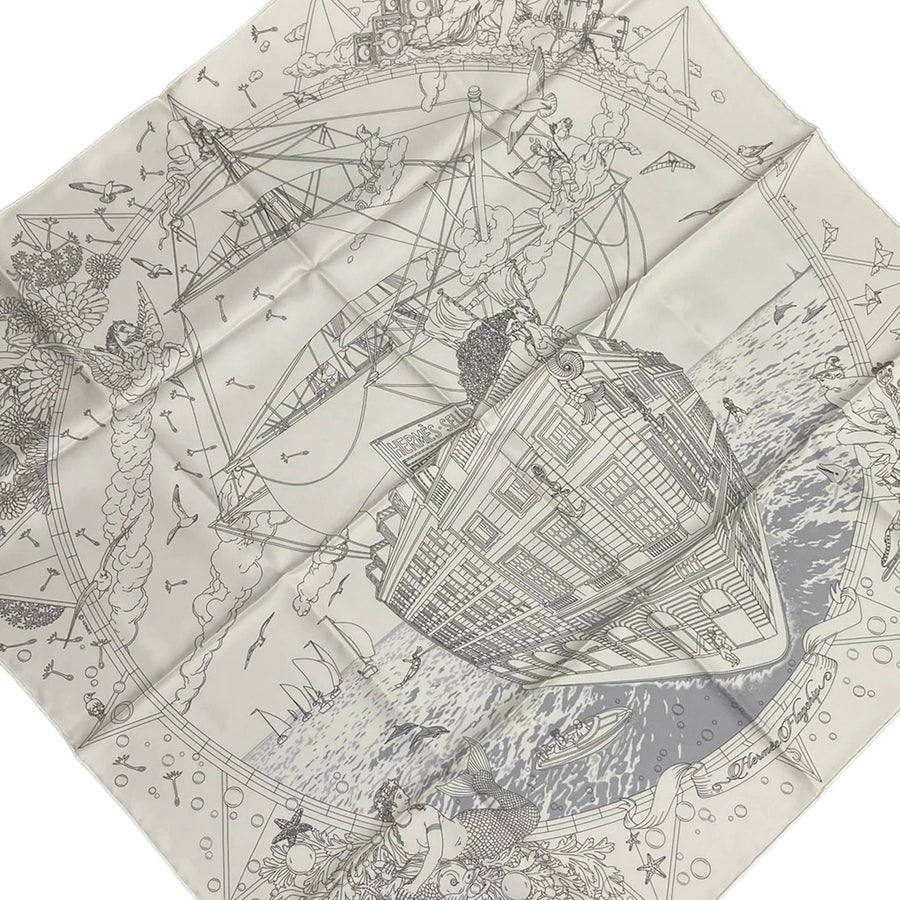 Hermes Carre 90 White Scarf