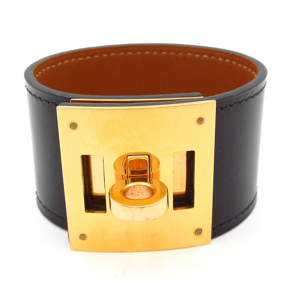 Hermes Kelly Dog Black Gold Leather