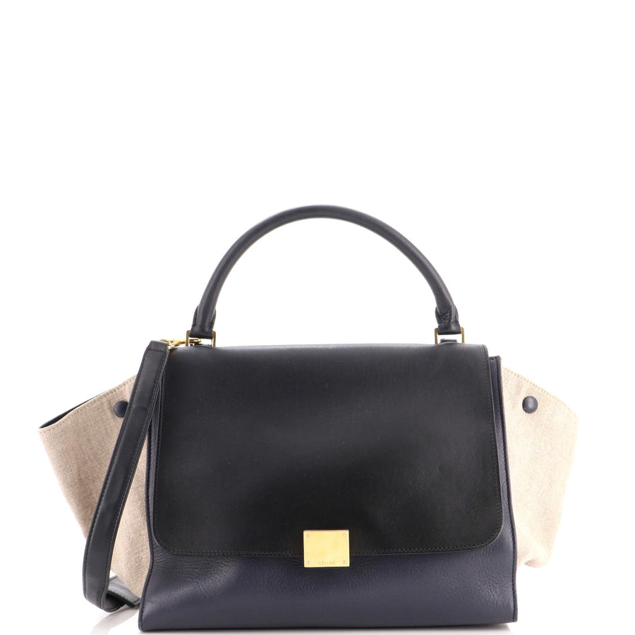 Celine Trapeze Bag Leather With Canvas