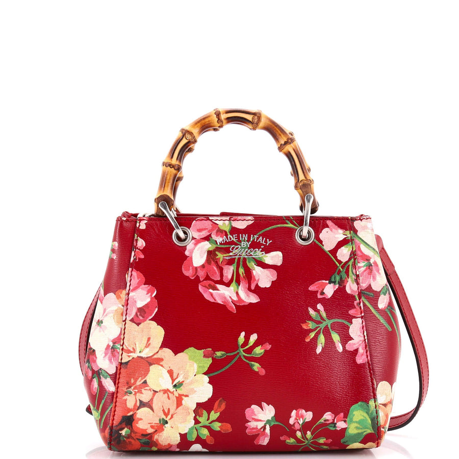 Gucci Bamboo Shopper Tote Blooms Print