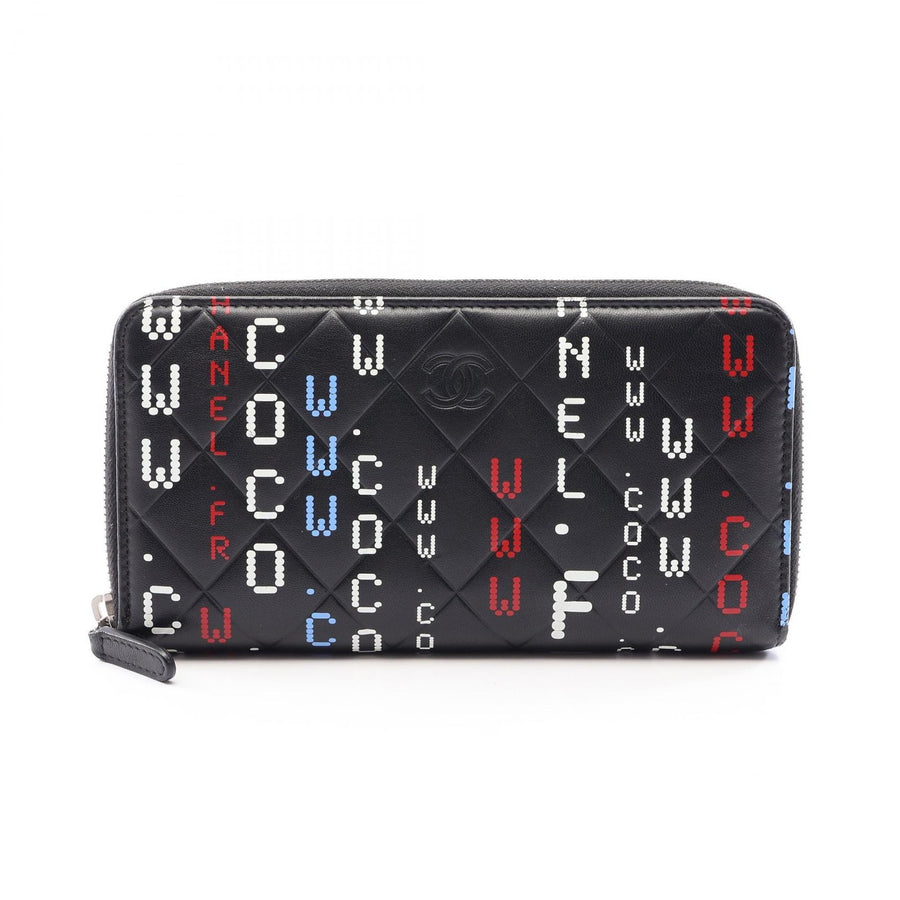 Chanel Typography Matelasse Zip Around