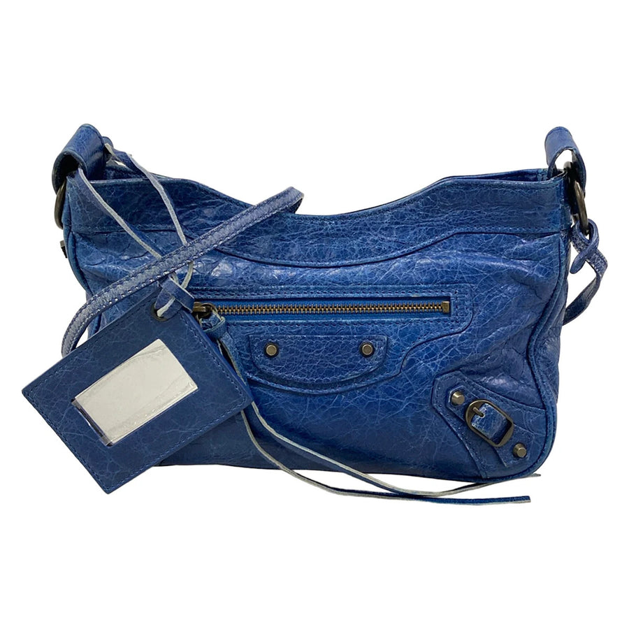 Balenciaga The Hip Blue Leather Shoulder