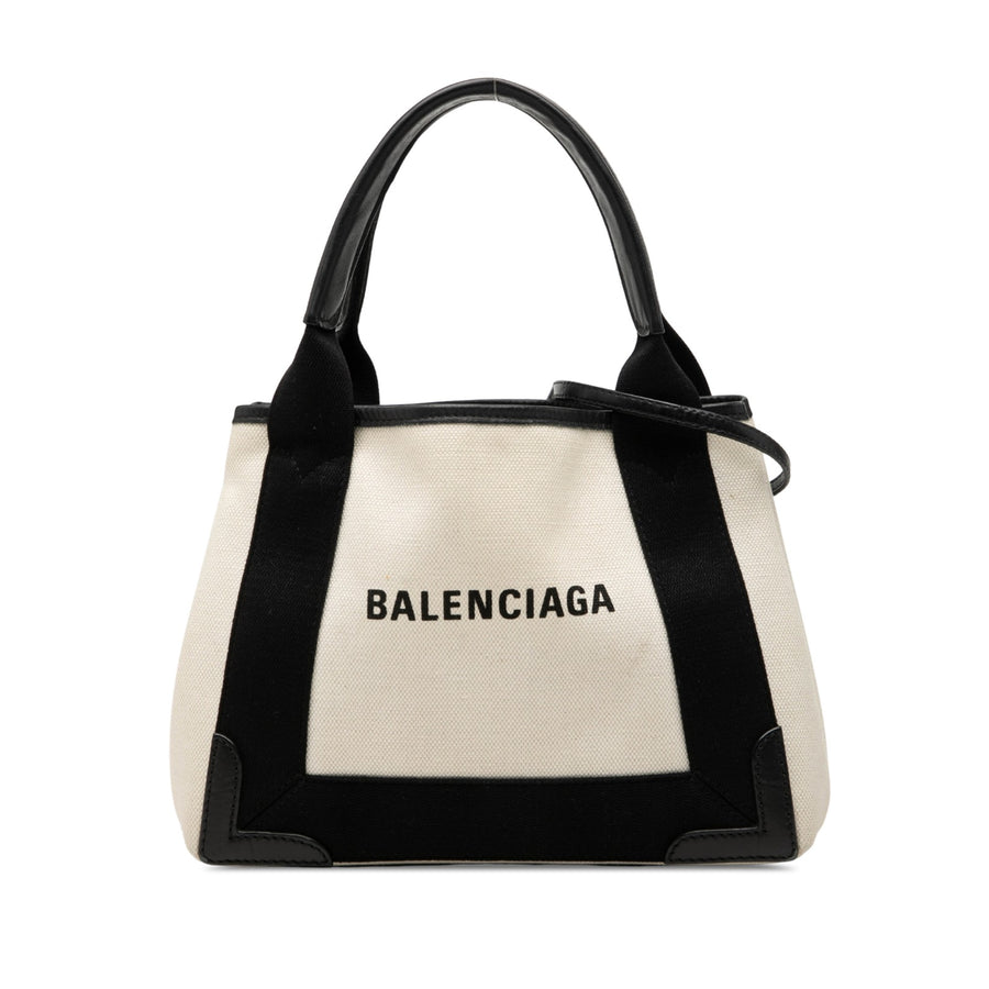 Balenciaga Canvas Navy Cabas Satchel Xs
