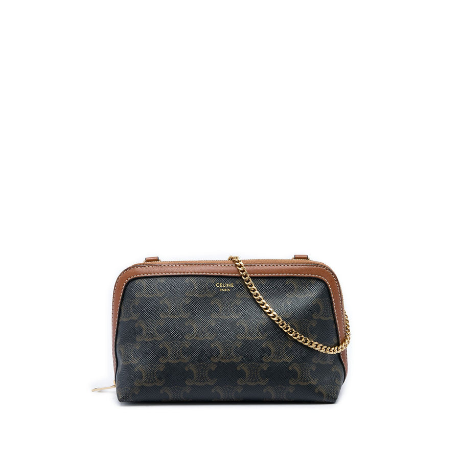 Celine Triomphe Coated Canvas Clutch On