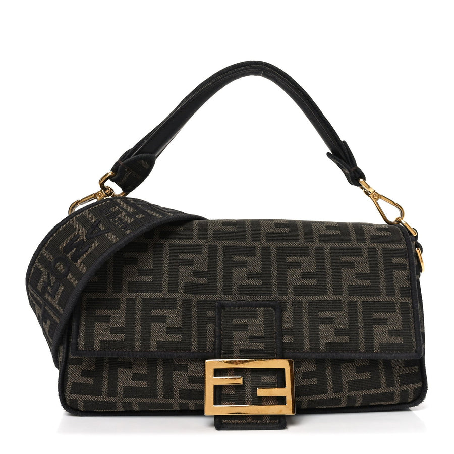 Fendi Fabric Jacquard Ff Medium Baguette