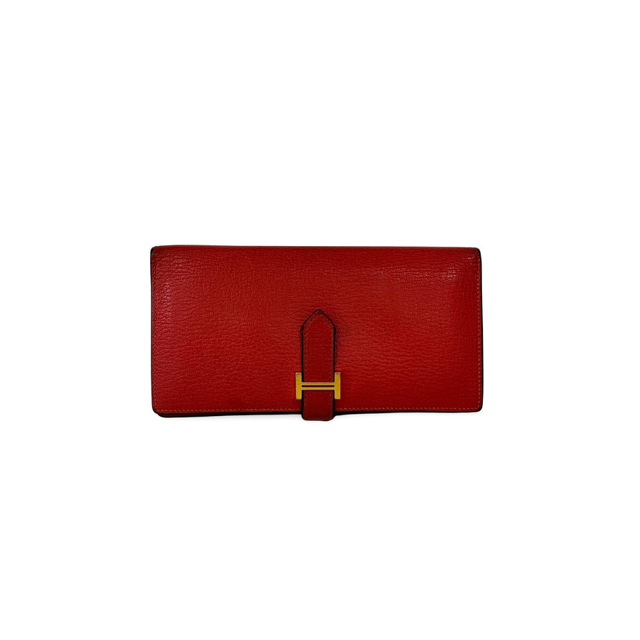Hermès Beane Soufflé Wallet Rouge Kazak