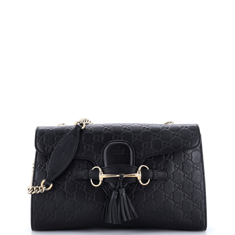Emily Chain Flap Bag Guccissima Leather