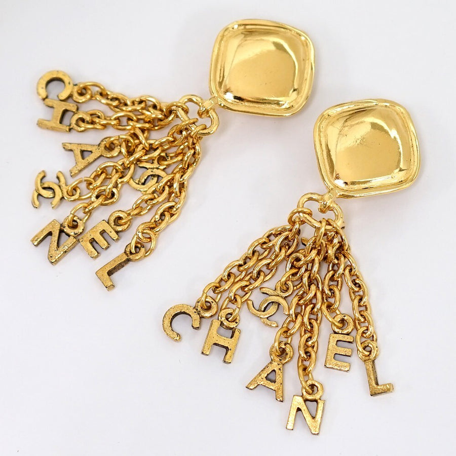 Chanel Cc Logos Fringe Dangle Clip-On