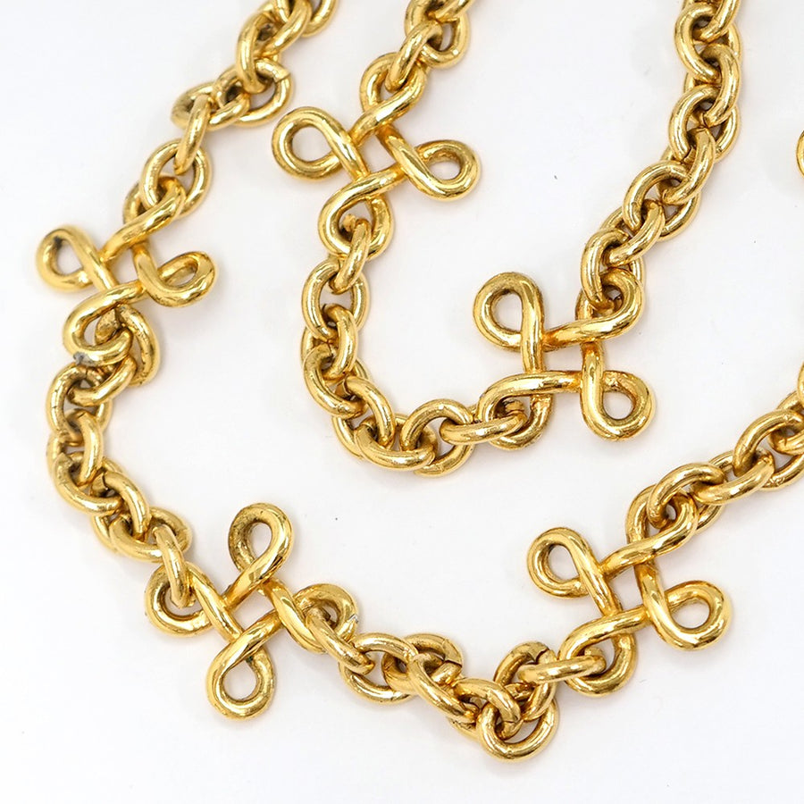 Chanel Cross Link Chain Necklace 27'