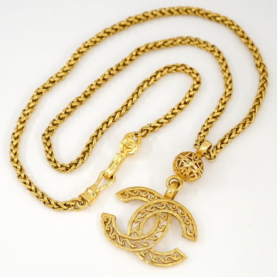 Chanel Cc Logos Filigree Ball Necklace