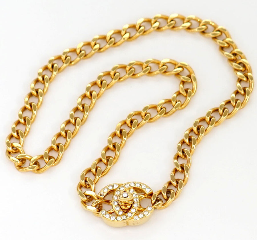 Chanel Cc Logos Turnlock Rhinestone