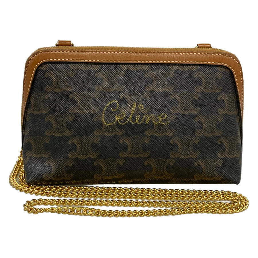 Celine Chain Clutch Tan (Dark Brown)