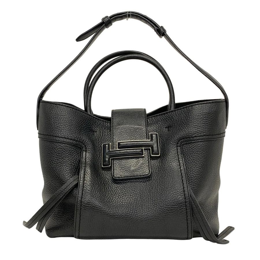 Tod's Double T Black Leather Shoulder