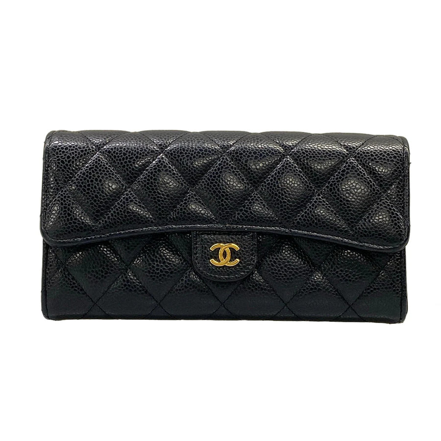 Chanel Matelasse Black Calfskin Long