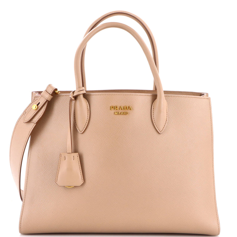 Prada Side Pleat Tote Saffiano Leather