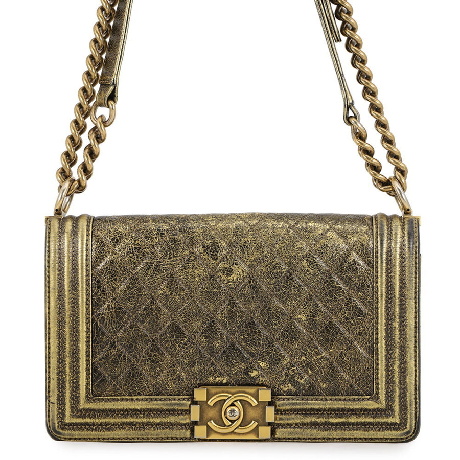 Chanel Boy Flap Bag Quilted Crackled