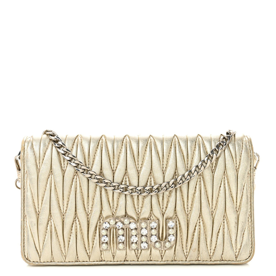Miu Metallic Nappa Matelasse Chain