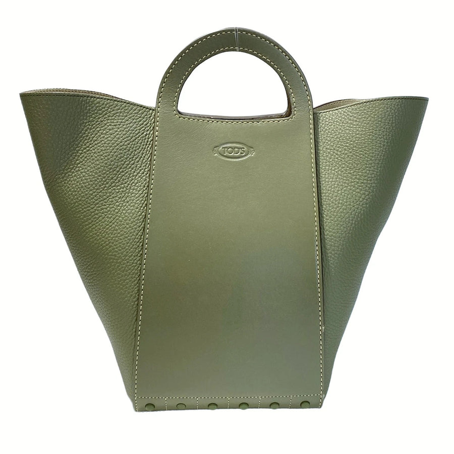 Tod's Gommini Khaki Leather Tote Bag