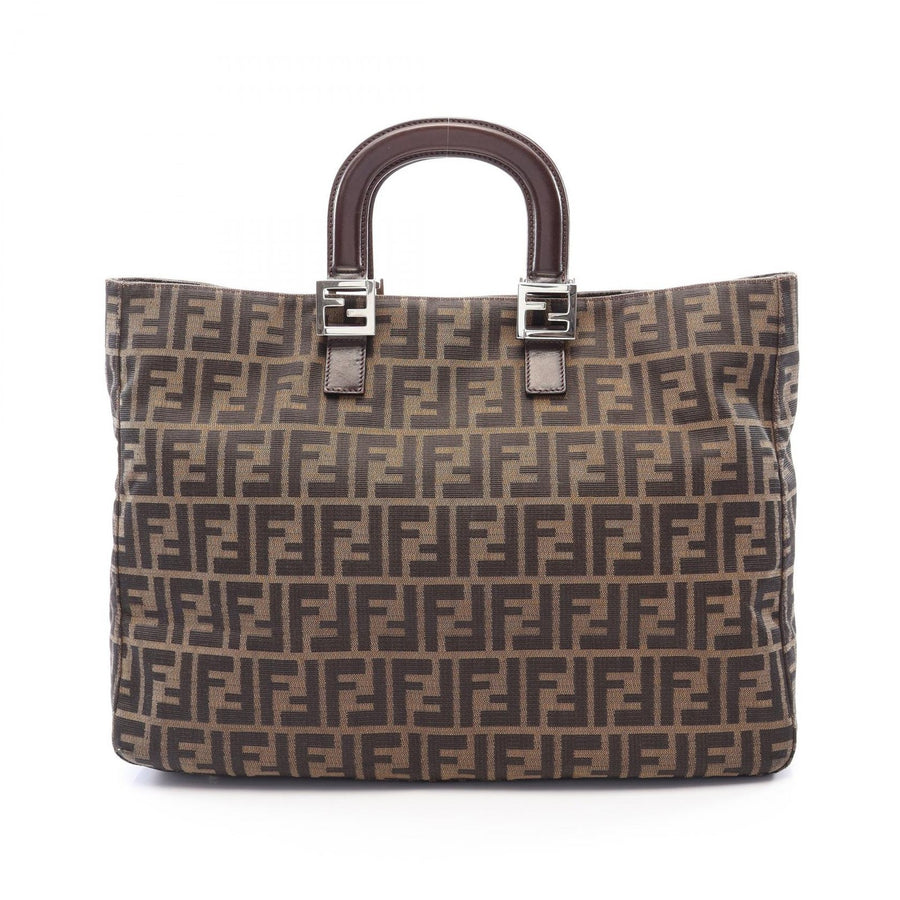 Fendi Zucca Square Tote Handbag Canvas