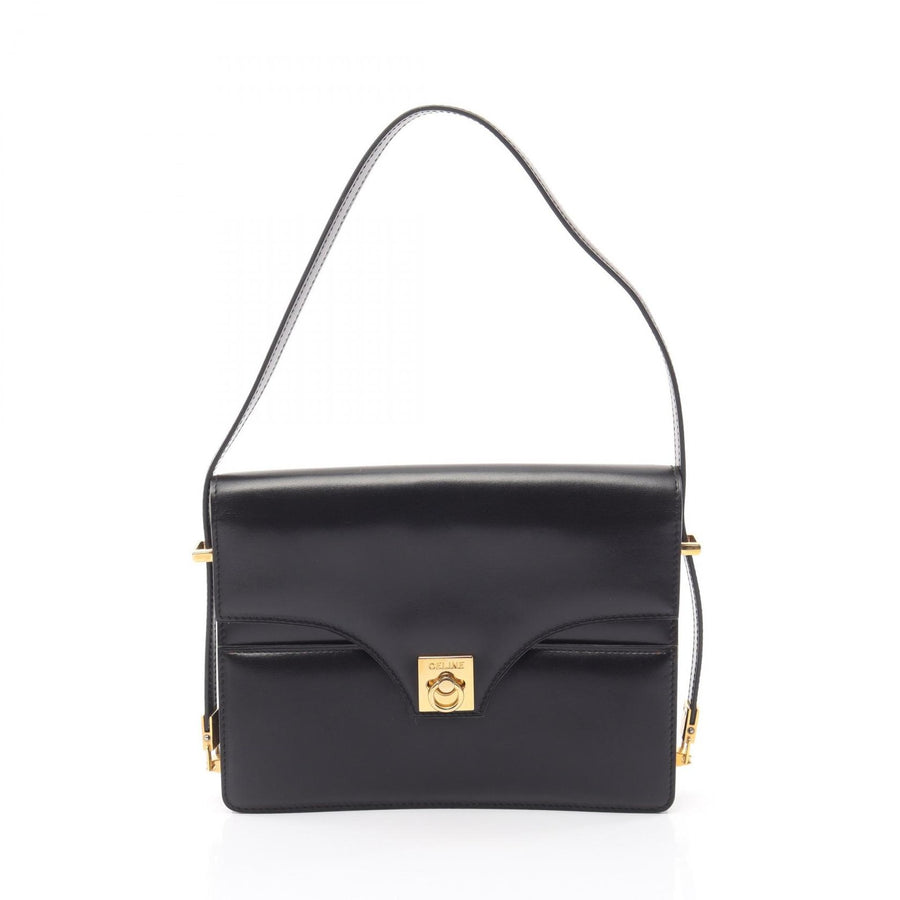 Celine Shoulder Hand Bag Leather Black