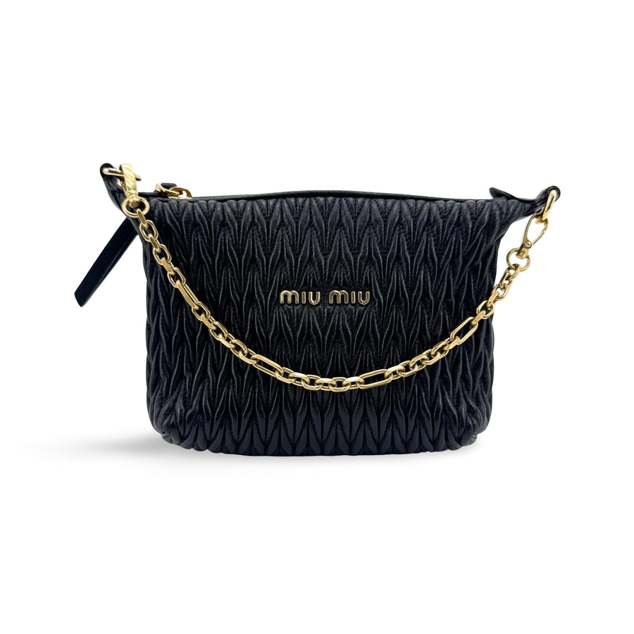 Miu Matelassé Leather Clutch