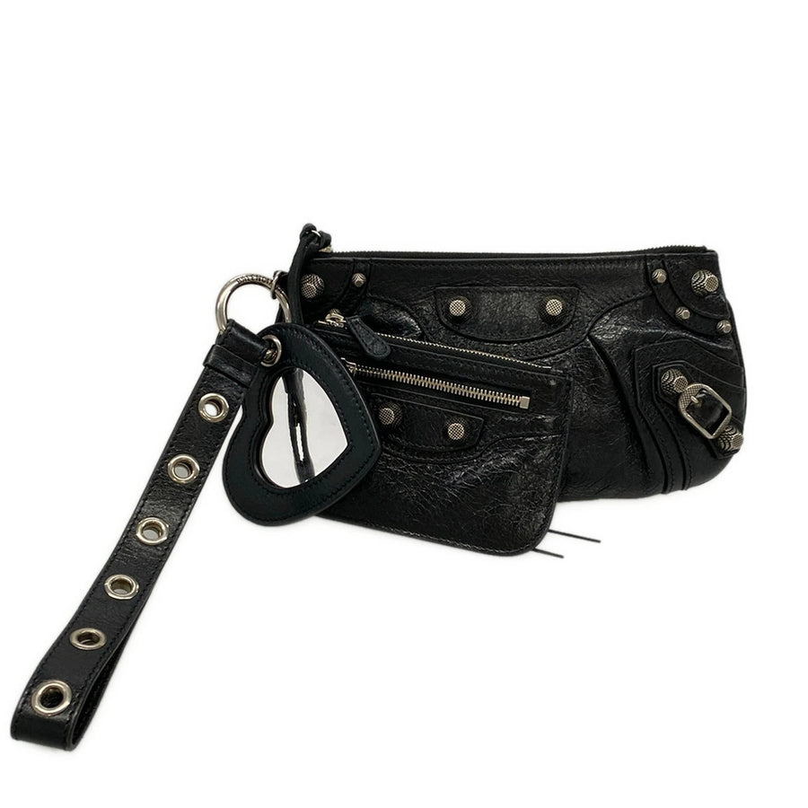 Balenciaga Le Cagor Black Leather Clutch