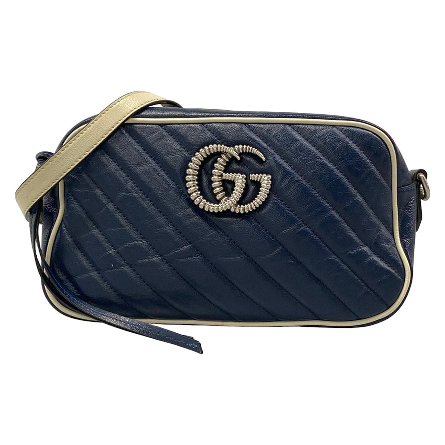 Gucci Gg Marmont Navy Leather Shoulder