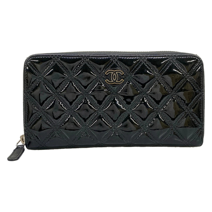 Chanel Matrasse Round Zip Wallet Black