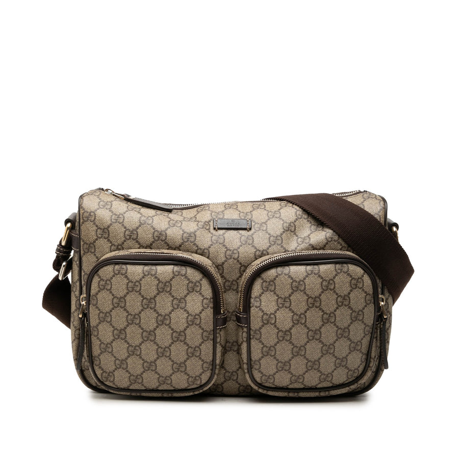 Gucci Gg Supreme Double Pocket Crossbody
