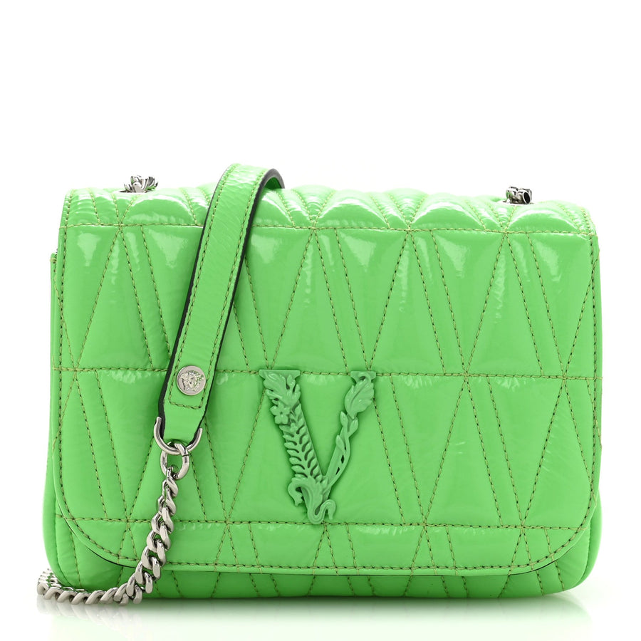 Versace Patent Quilted Virtus Shoulder