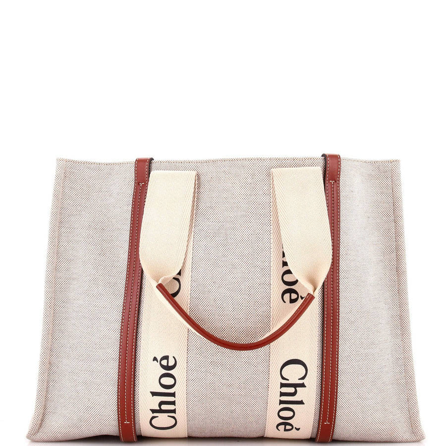 Chloe Woody Tote Canvas With Leather