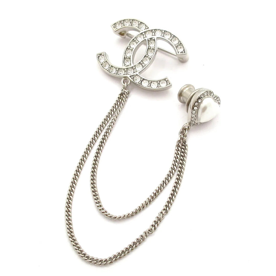 Chanel Coco Silver Clear Hardware Brooch