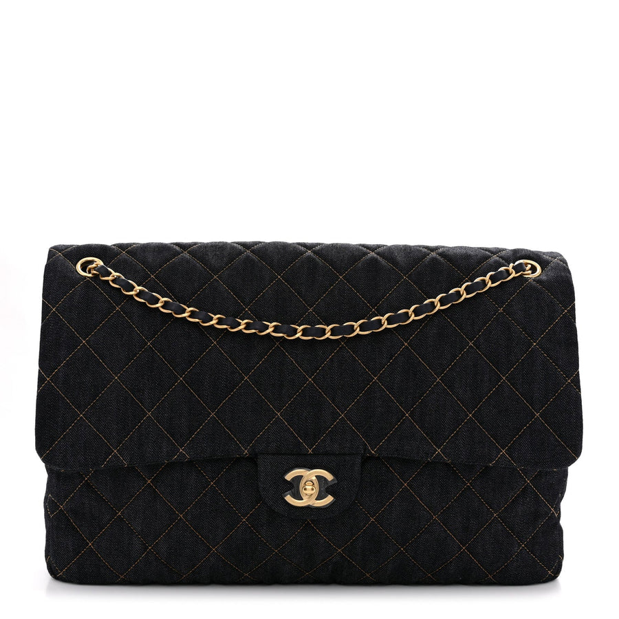 Chanel Denim Quilted Xxl Travel Flap Bag