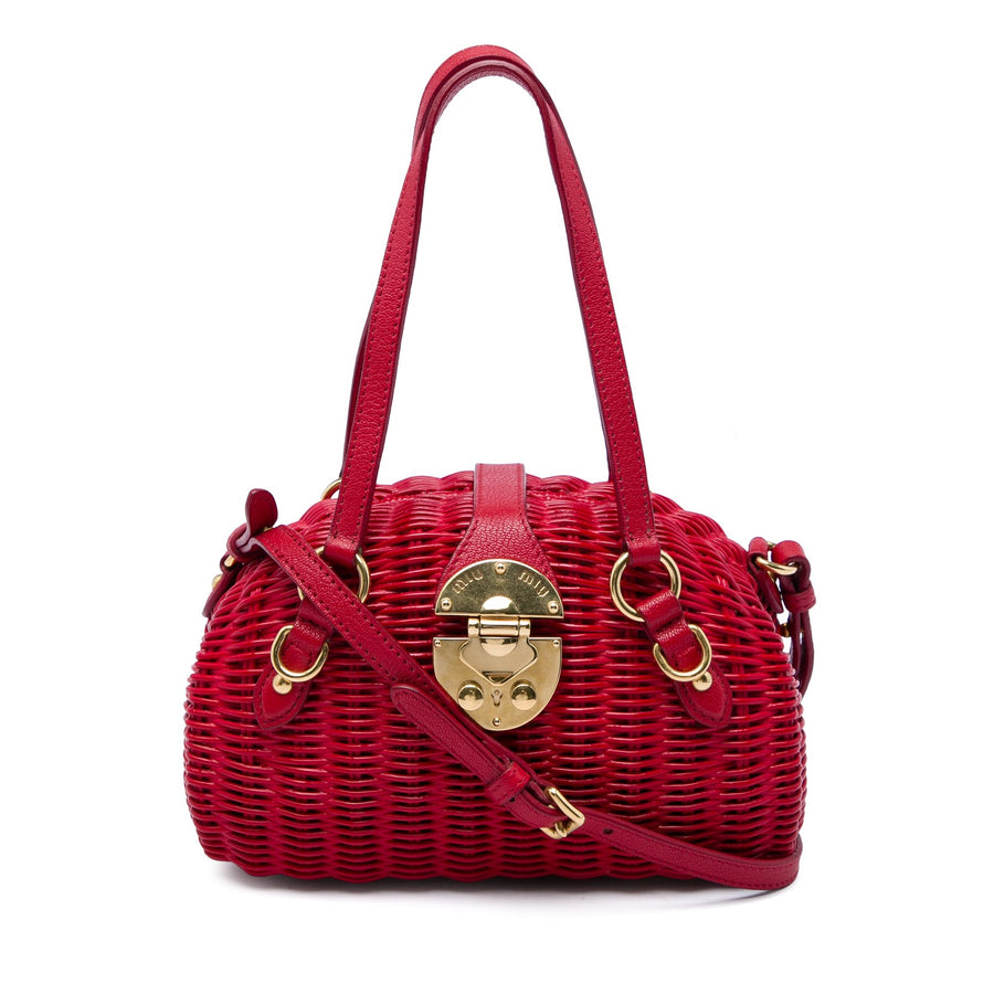 Miu Wicker Rattan Satchel Pre-