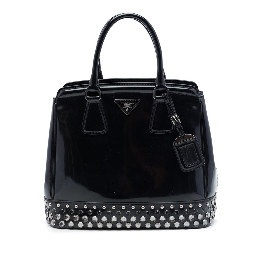 Prada Spazzolato Leather Studded Crystal