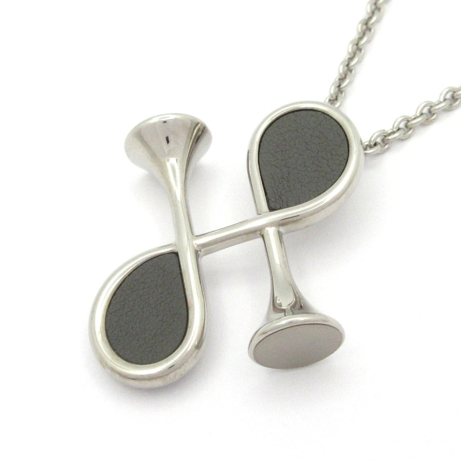 Hermes Col H Necklace Silver Gris Meyer