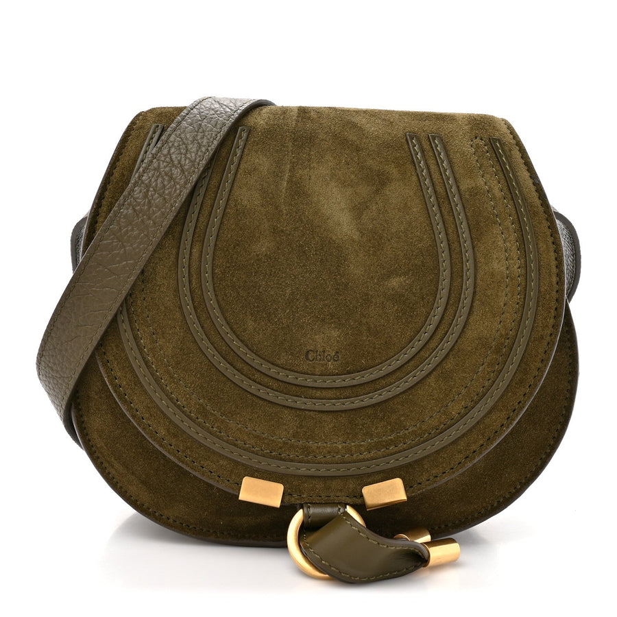 Chloe Suede Calfskin Small Marcie Saddle