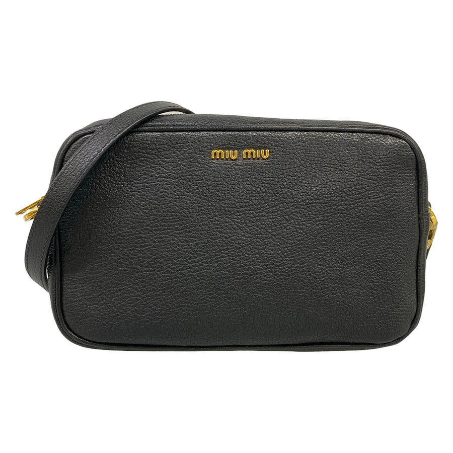 Miumiu Madras Black Gold Leather