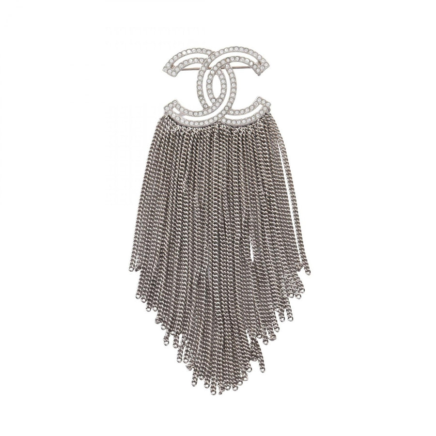 Chanel Coco Mark Fringe Brooch Pin Metal