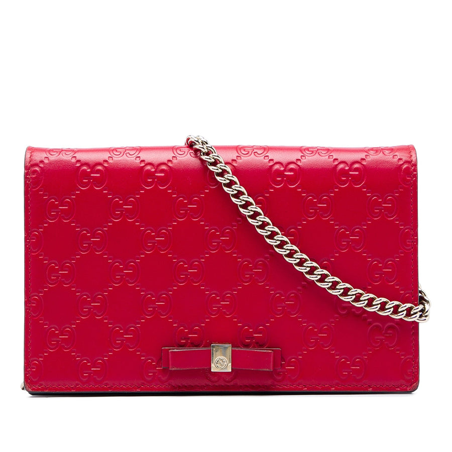 Gucci Mini Ssima Bow Signature Wallet On