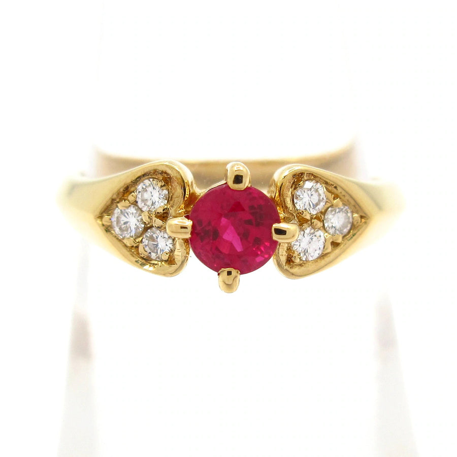 Mikimoto 18K Yellow Gold Diamond Ruby