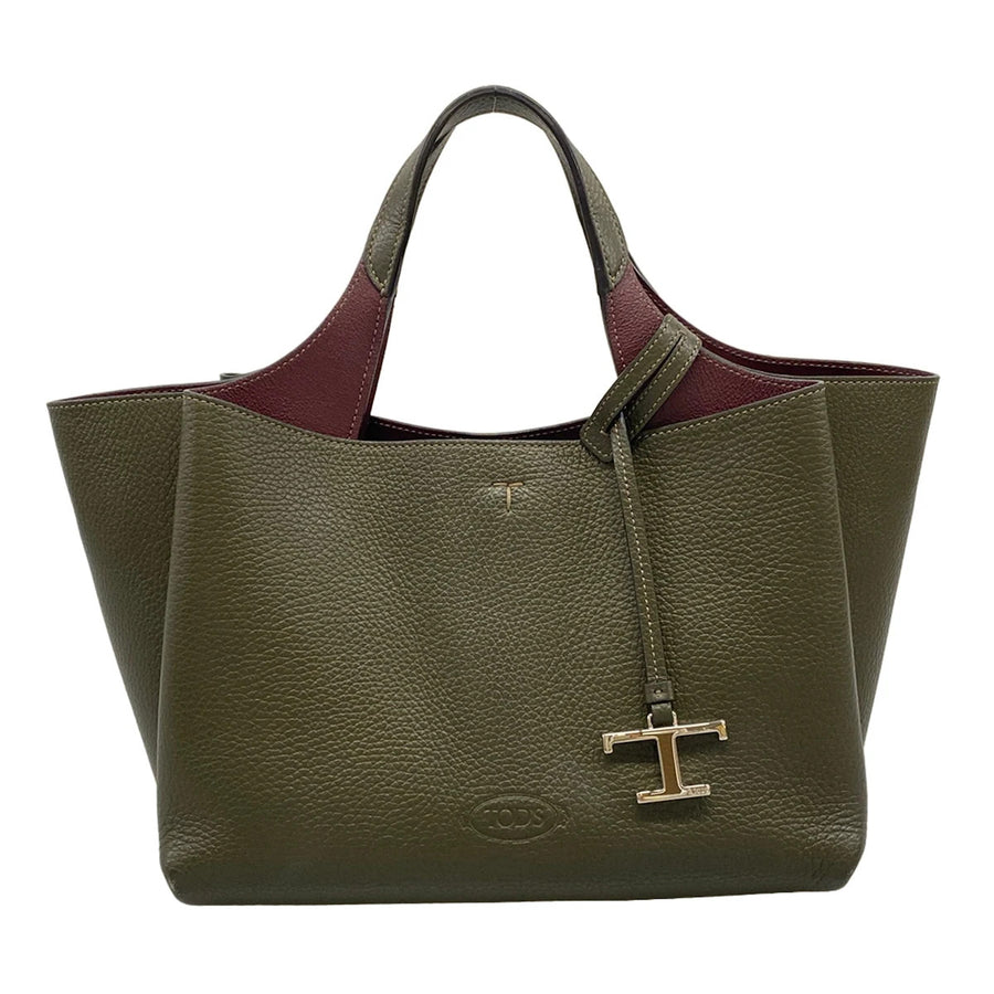Tod's T Timeless Khaki Bordeaux Leather