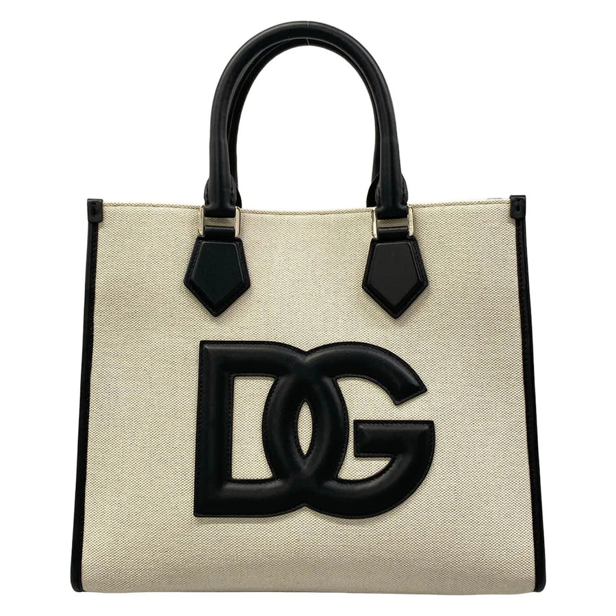 Dolce&Gabbana White Black Canvas Leather