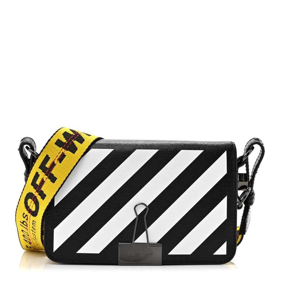 Off-White Saffiano Striped Mini Diag