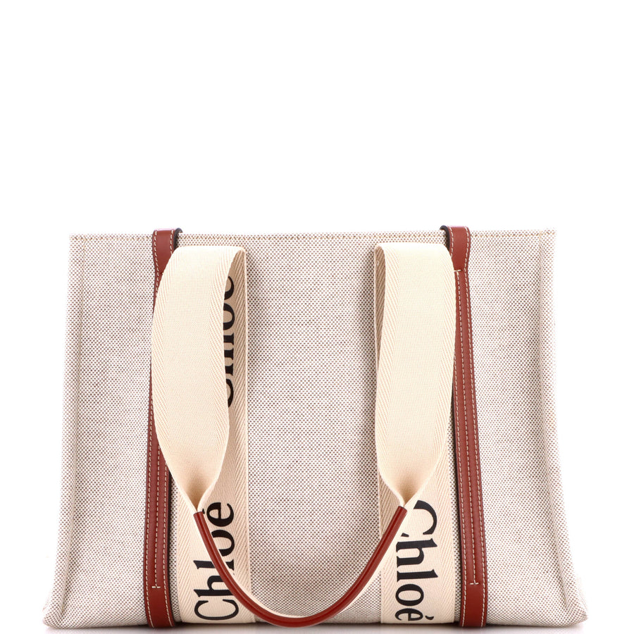Chloe Woody Tote Canvas With Leather