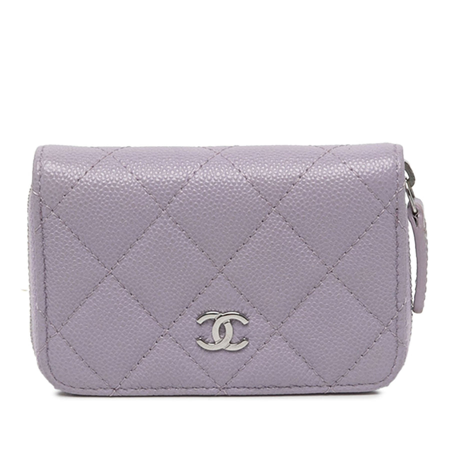 Chanel Cc Quilted Caviar Compact Zip