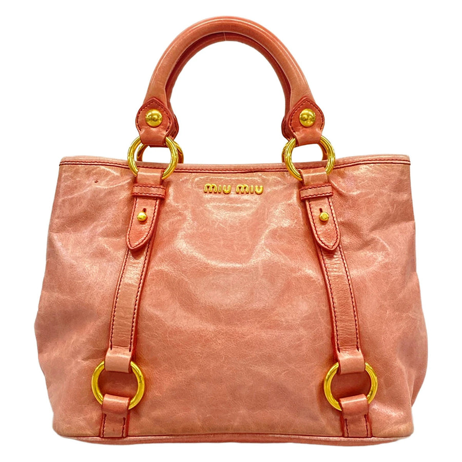 Miumiu Pink Leather Tote Bag