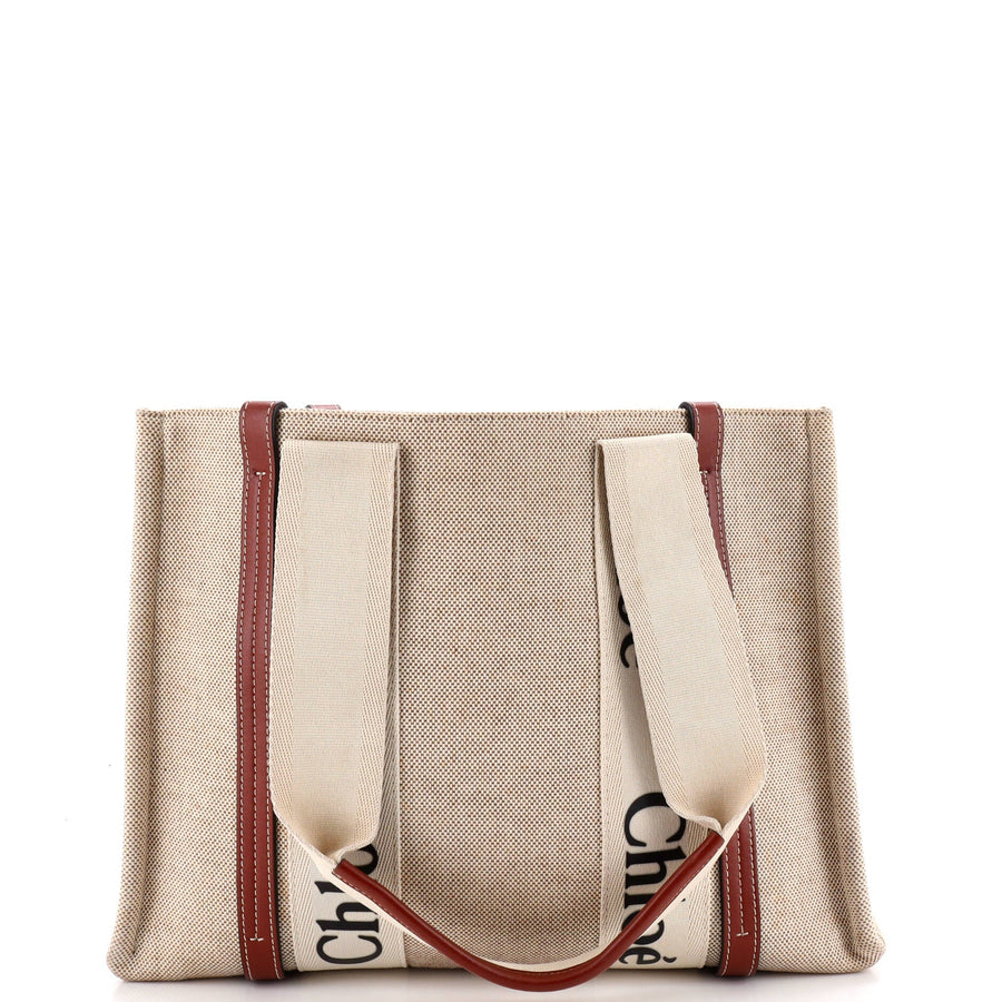 Chloe Woody Tote Canvas With Leather