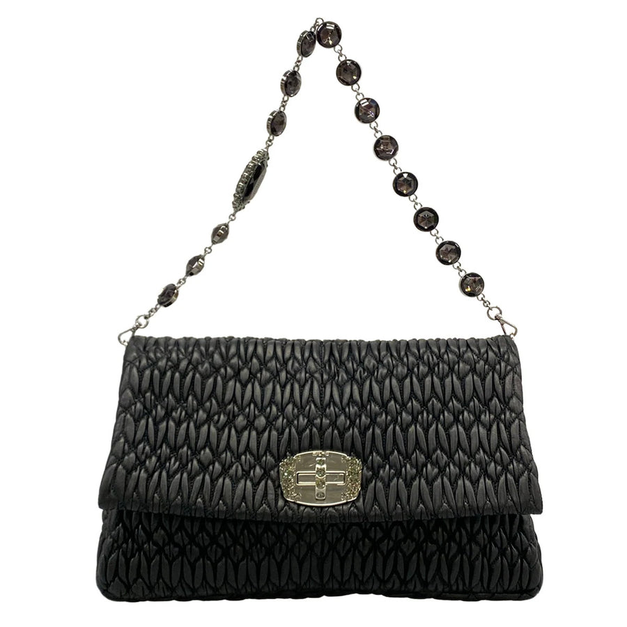 Miumiu Miu Crystal Black Lambskin