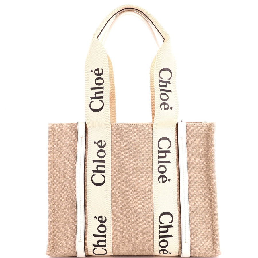 Chloe Woody Tote Canvas With Leather